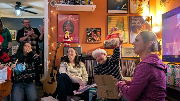 Someone Wrapped And Gifted A Hot Rotisserie Chicken To Our Party. Genius Move