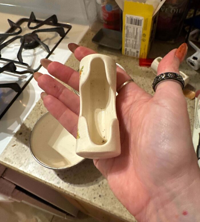 Ceramic Holder? Small And Business Card Size. A Gift From An Older Relative