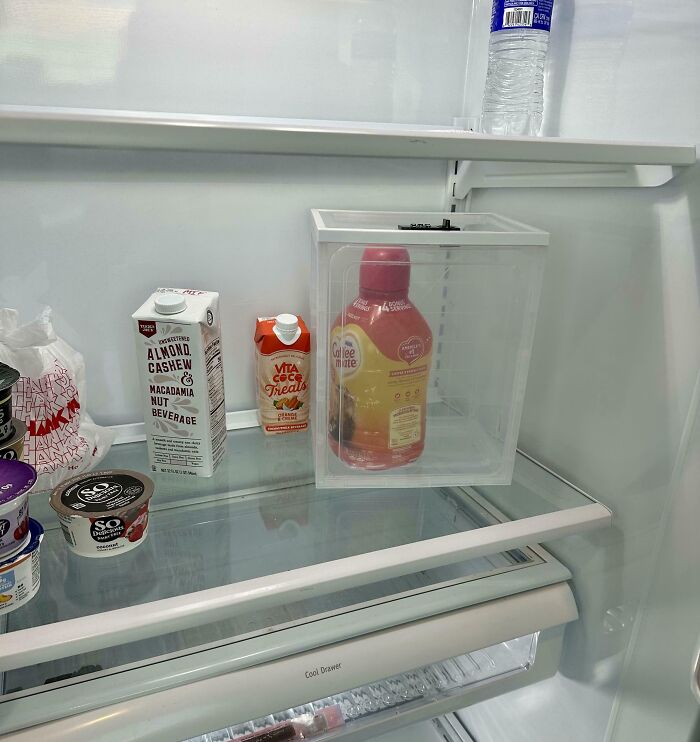 Someone Locked Their Coffee Creamer Up Like A Secret Treasure