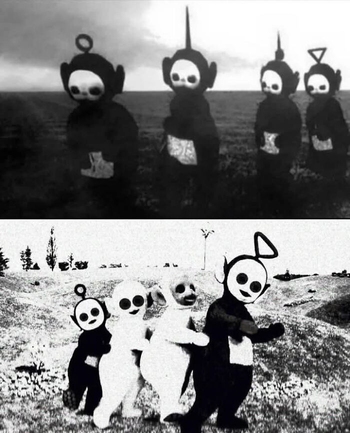 Teletubbies in Black and White? Nightmare Fuel Activated