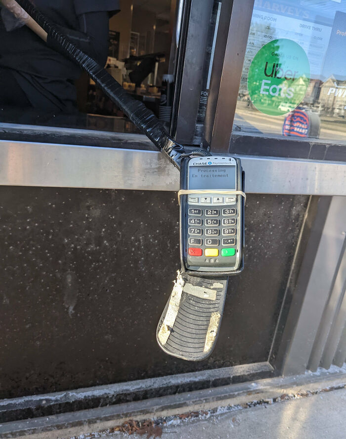 Canadian Drive-Thru Gets Cool With Debit Card Machine On A Hockey Stick