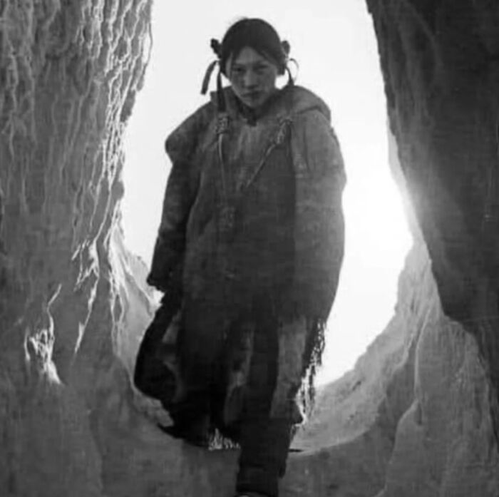 Teen Helen Walks Into Her Arctic Igloo, 1949