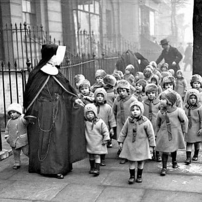 Orphans Rocking Their Winter Coats in London, 1929