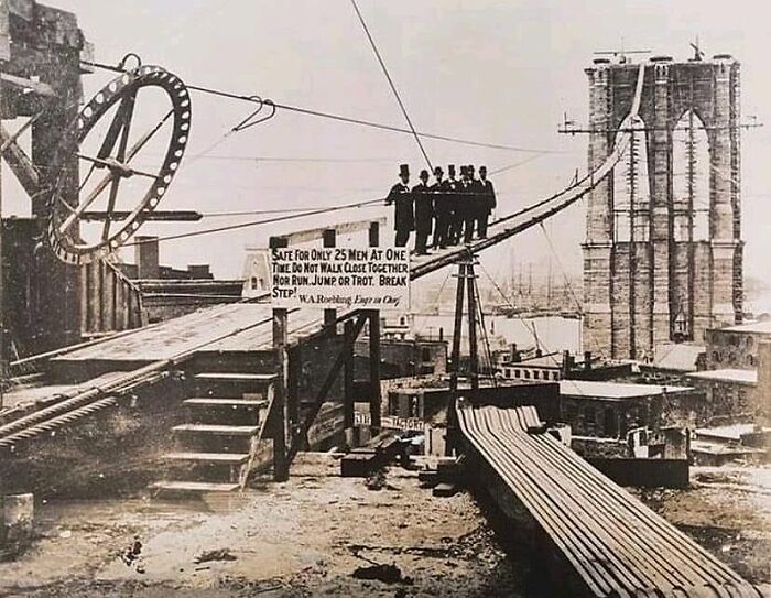 Brooklyn Bridge Under Construction, 1880
