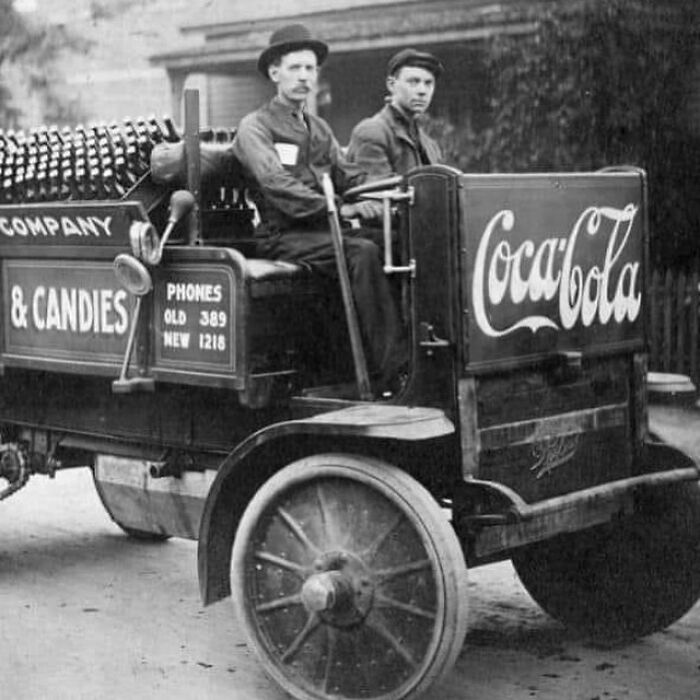 Vintage Coke Truck Rolls Up, Early 1900s USA
