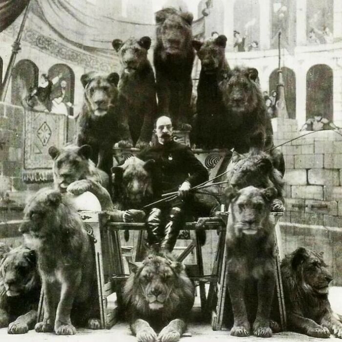 Circus Lion Tamer Jack and His Wild Crew, New York 1910