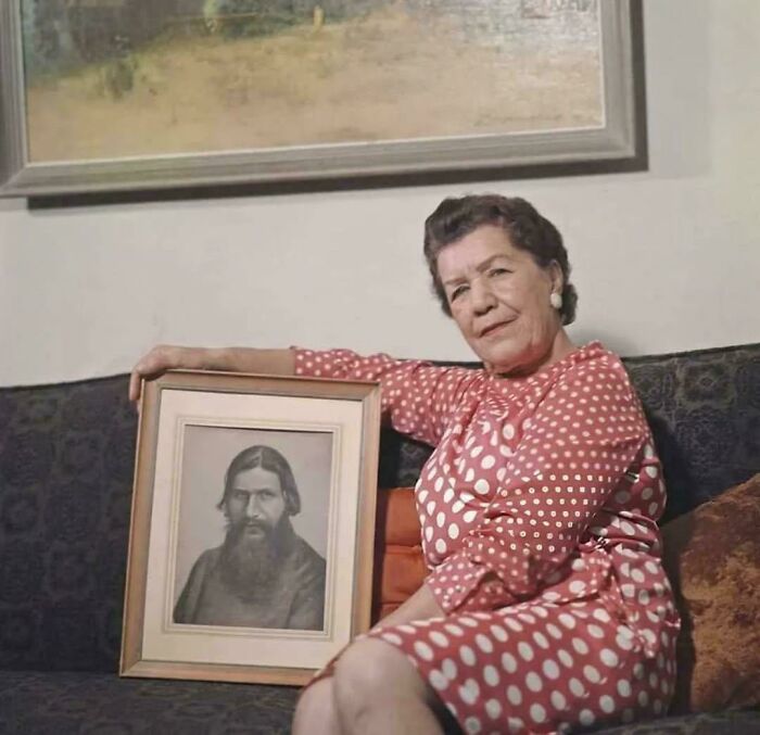 Maria Rasputin Holding A Pic Of Her Dad, The Infamous Rasputin, 1972