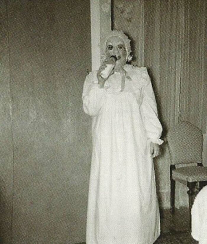 Just A Plain Old Creepy Vintage Halloween Costume That’ll Stick With You