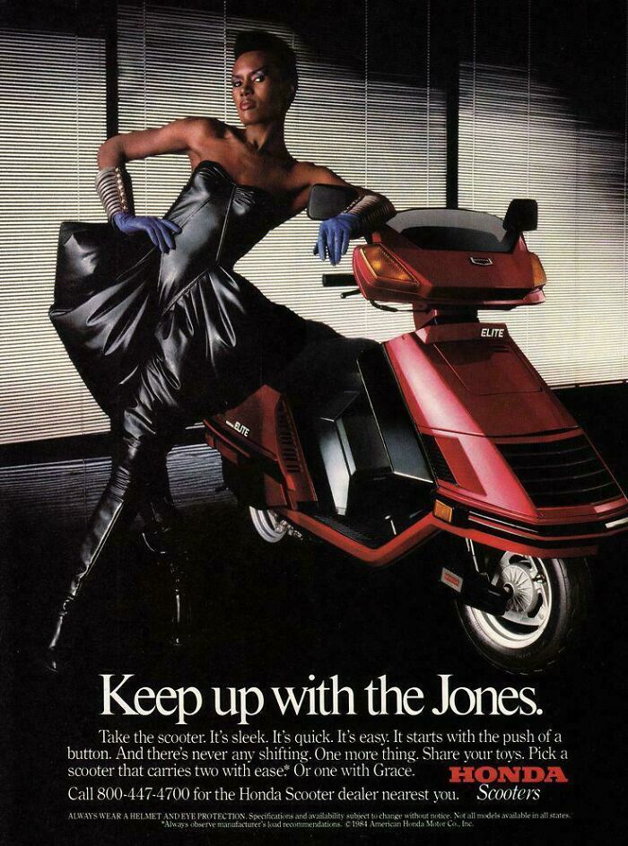 Grace Jones Teams Up With Honda Scooter, 1984