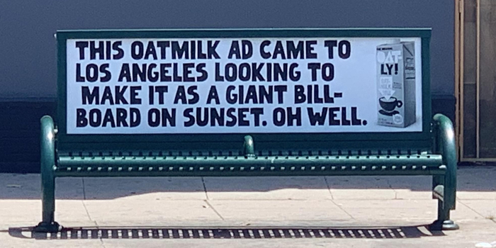 Oatly Bench Ad, 2019: Milk This Laugh