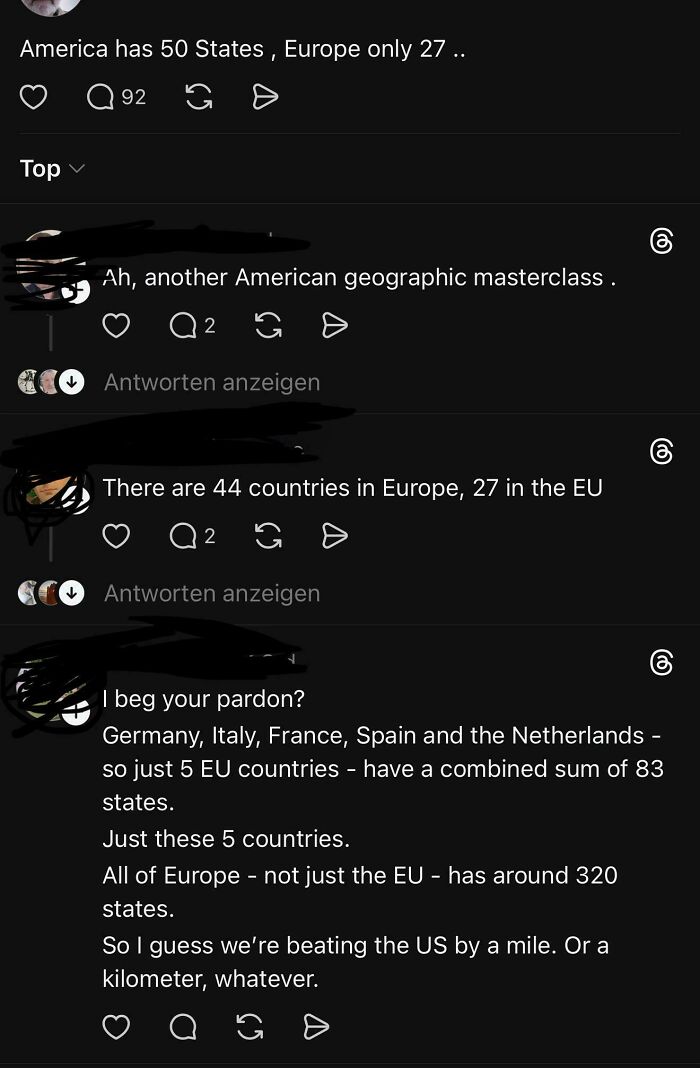 America Has 50 States, Europe Only 27