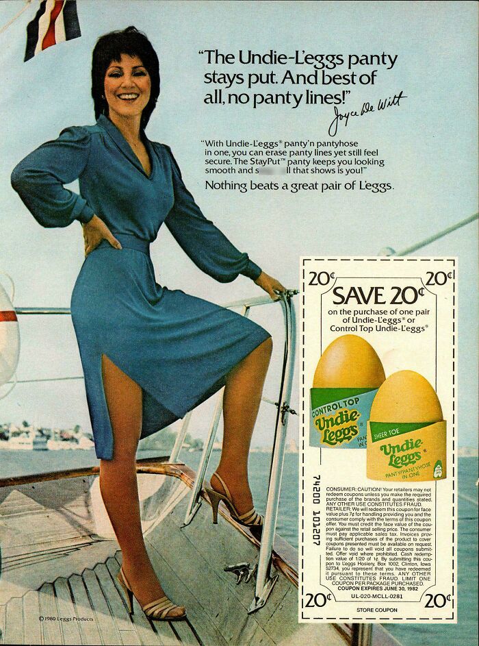 Undie-L’eggs Panty Ad With Joyce De Witt (Three’s Company, 1982) — Chicken or… Panty?