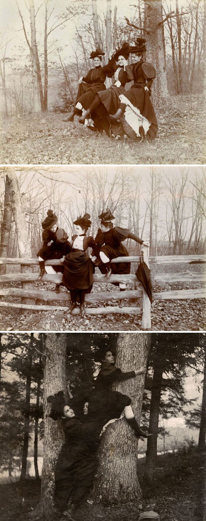 Three Women Frolicking Happily, Circa 1905