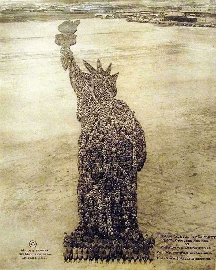 18,000 Soldiers Made The Statue Of Liberty Shape, 1918