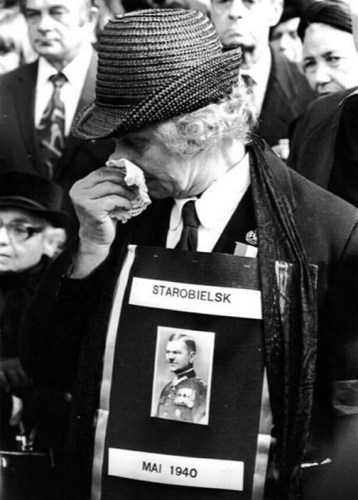 Polish Woman Holding Last Photo of Her Husband At Bloody Katyn Memorial, 1976