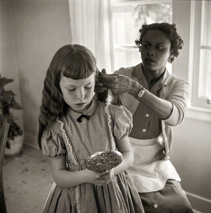 Braids, Bossed: Maid Styling Her Employer's Daughter In 1956