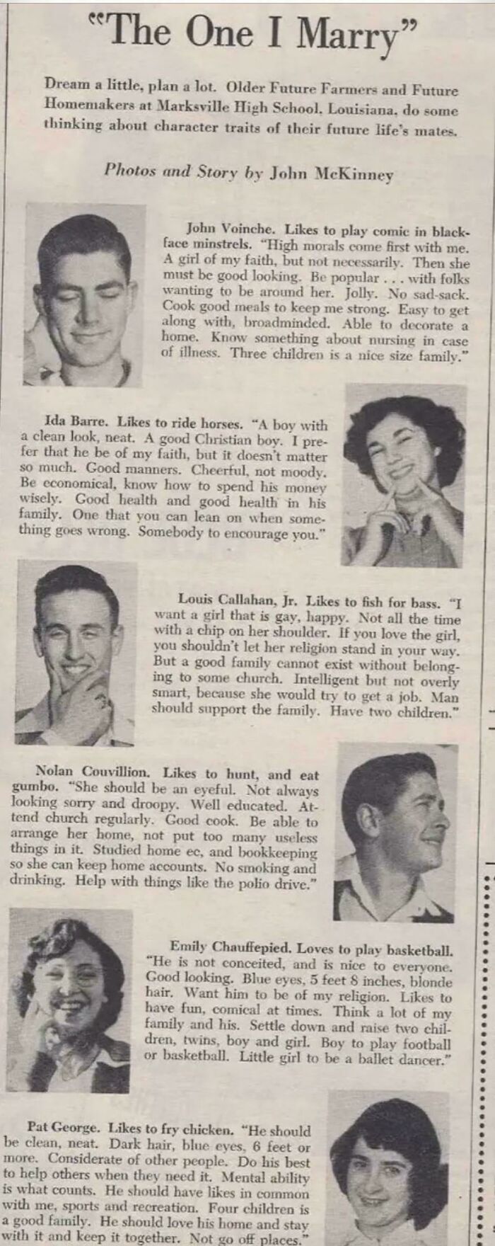 1955 Teenagers Dish On ‘‘The One I Marry’'—Goals & Fails