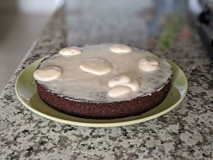 Air-Themed Vegan Blue Velvet Cake with Frosting Clouds