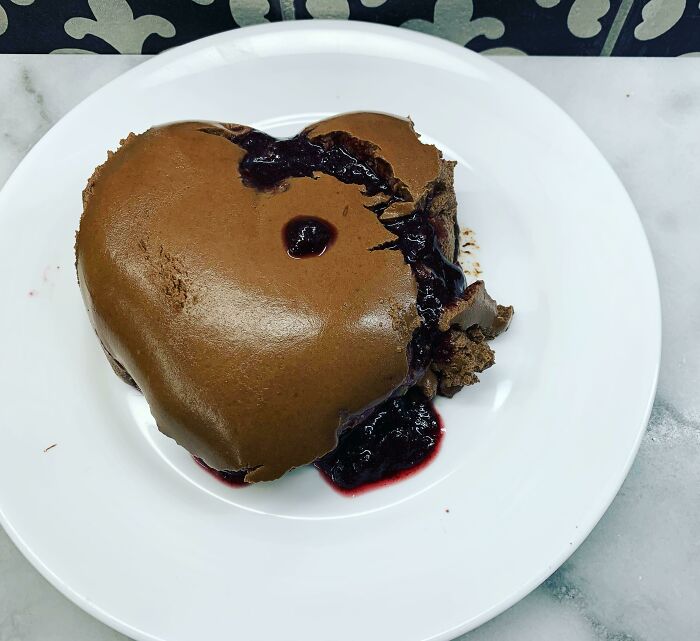 Chocolate Mousse with Cherry Jelly Fail in a Heart Mold