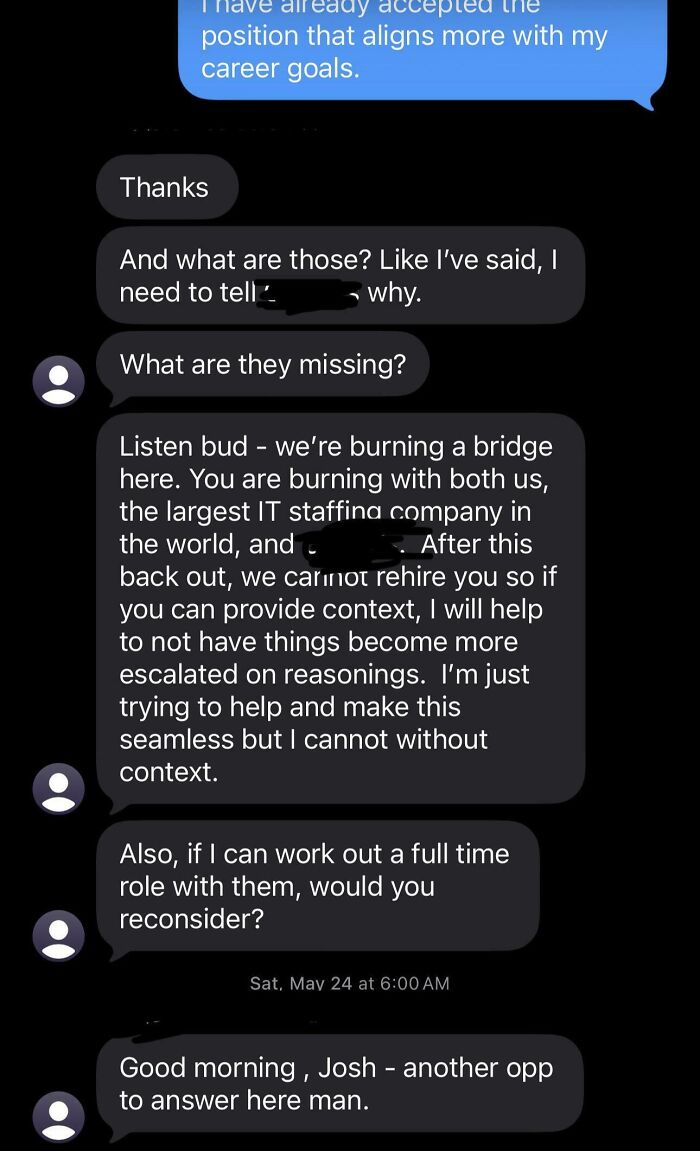 The Texts I Got After Saying “No Thanks”