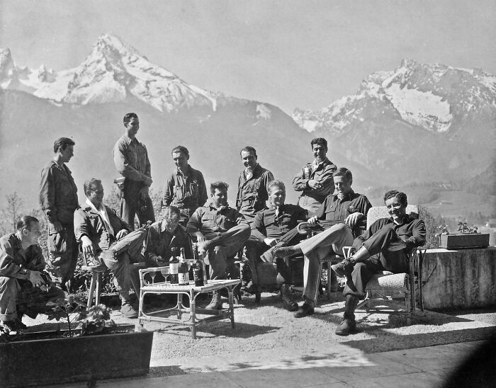 Easy Company Kicking Back After Capturing Hitler’s Eagle’s Nest (1945)