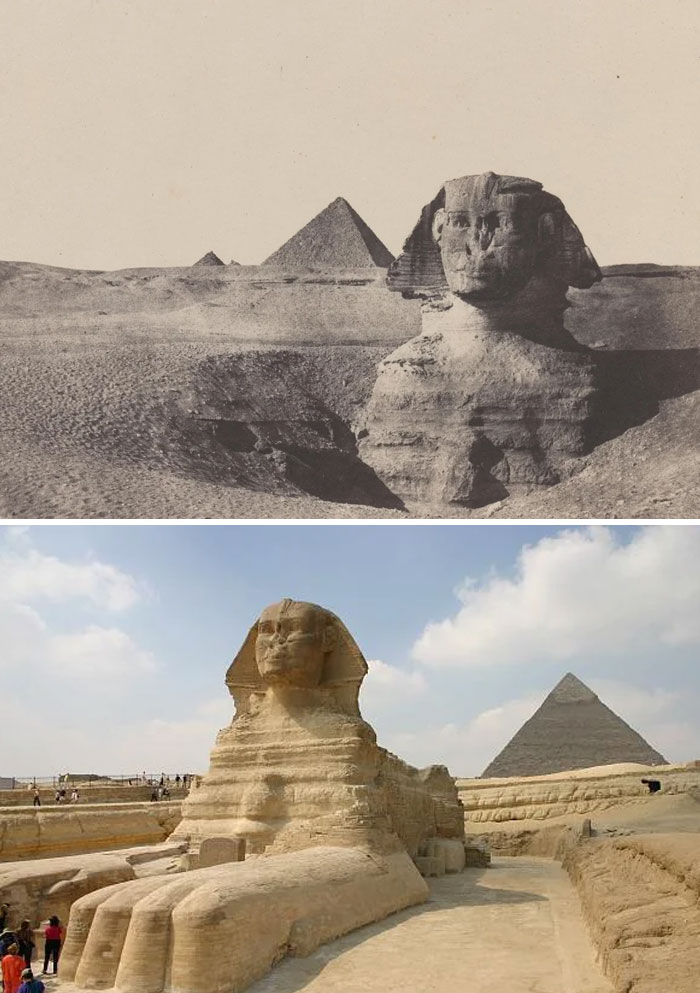 Great Sphinx Of Giza When It Was Buried In Sand (1849)
