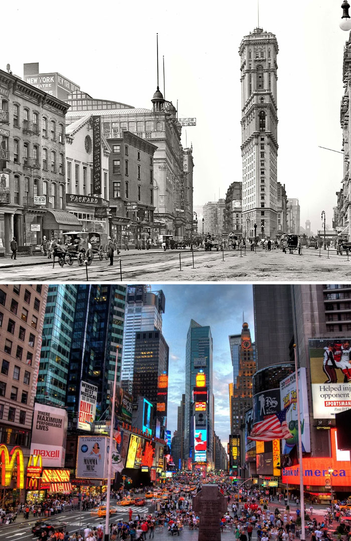 Times Square In New York: Then (1904) & Now
