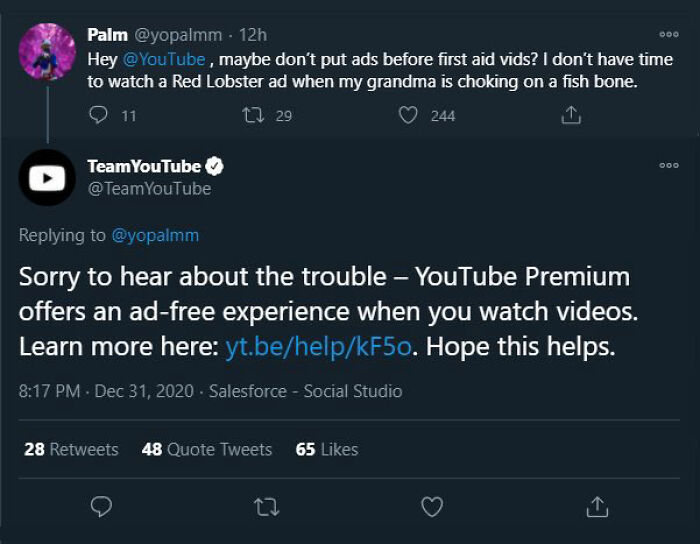 Grandma Choking? Try YouTube Premium!