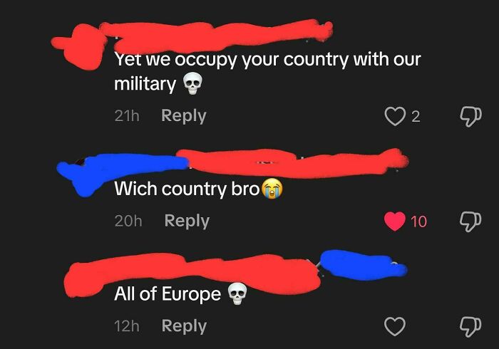 "Yet We Occupy Your Country With Our Military"