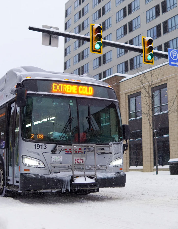 High Street Rolling Through The Snow Storm
