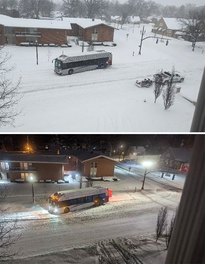 Bus Stuck In Snow For Over 8 Hours - Poor Driver!