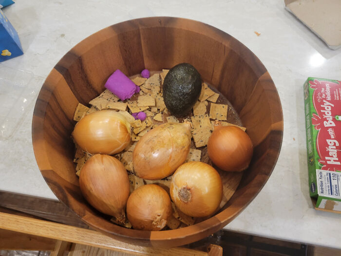 Kid Made Salad For Dinner, And Yes, That’s Play Dough In It