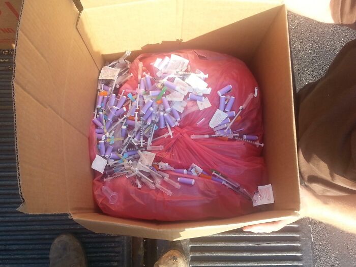 Needles Poking Out? Hello, Sharps Container? Anyone?