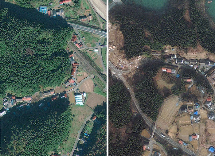 Japan’s Tsunami Before and After From Space!