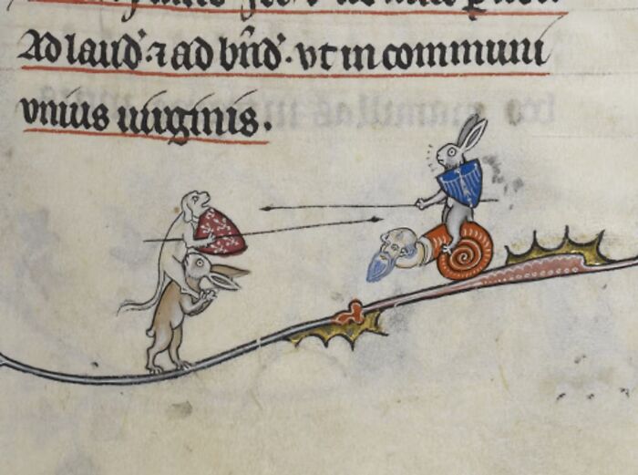 A Hound Riding A Rabbit And A Rabbit Riding A Snail Battle It Out
