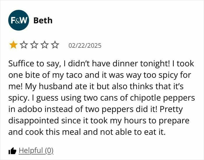 "I Added 10x The Chilis — Way Too Spicy! One Star"