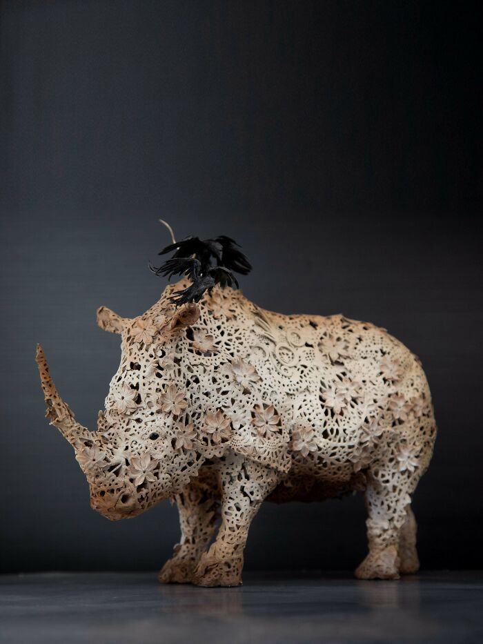 Lace-Inspired Rhino Made Out of Clay (Fancy!)