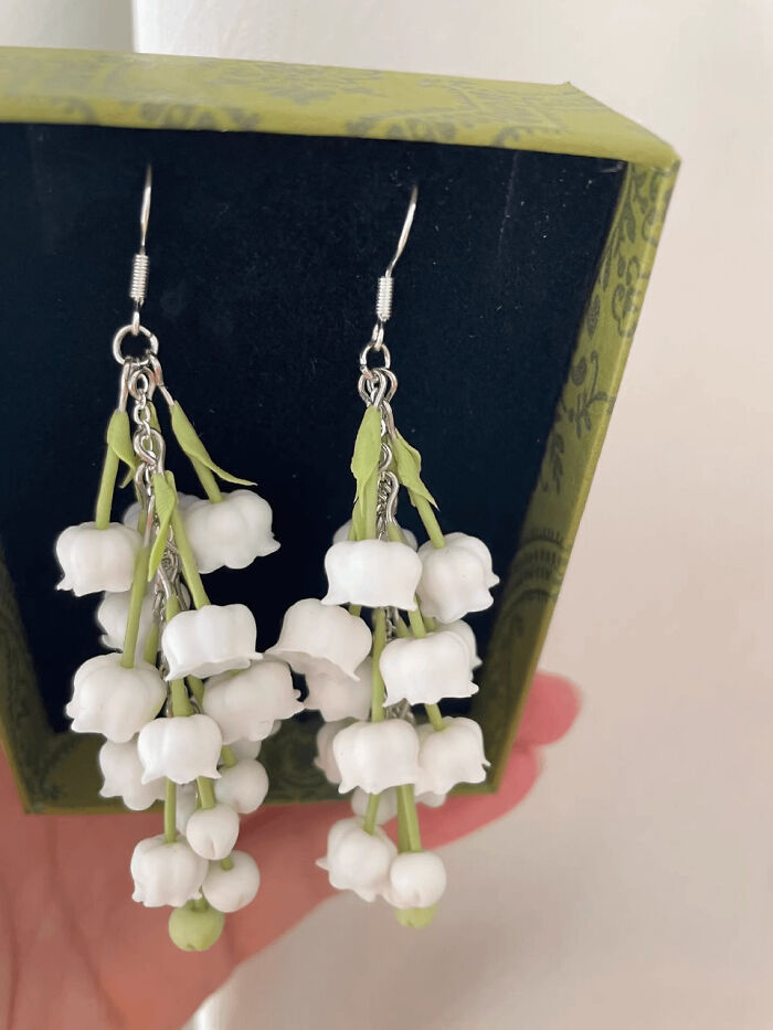 Clay Lily Of The Valley Earrings—Tiny And Sweet