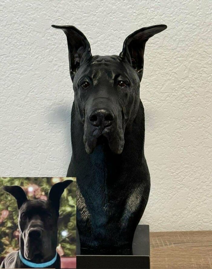 Great Dane Bust Done In Polymer Clay—Big Dog Energy!