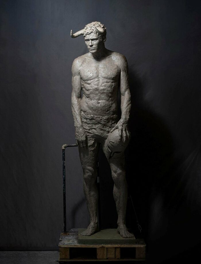 Minotaur III Lifesize Clay Sculpture—Myth Meets Reality