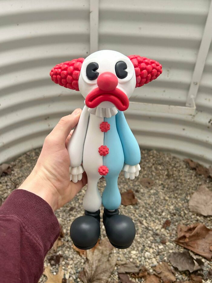 Finished Polymer Clay Sad Clown—Feeling All The Feels