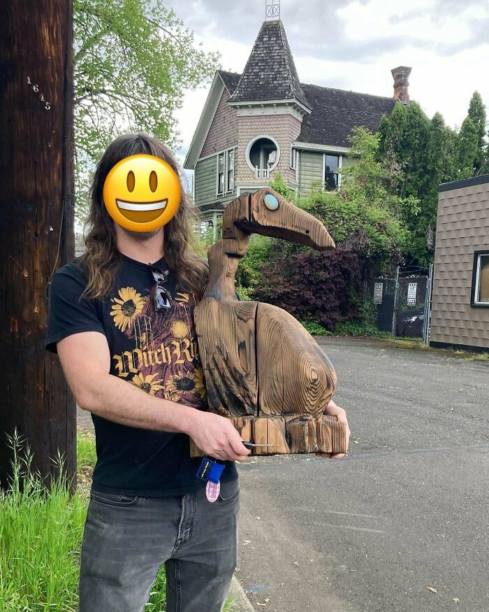 Large Cryptomeria Wood Vulture With A Mysterious Label