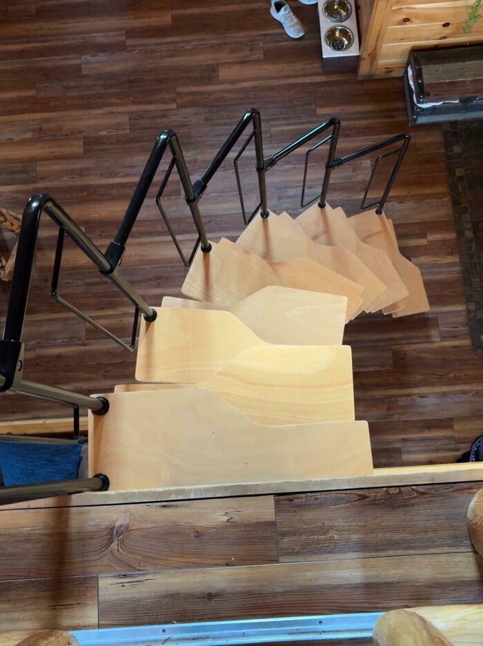 Cabin Vacation Stairs That Seem Designed to Trip You