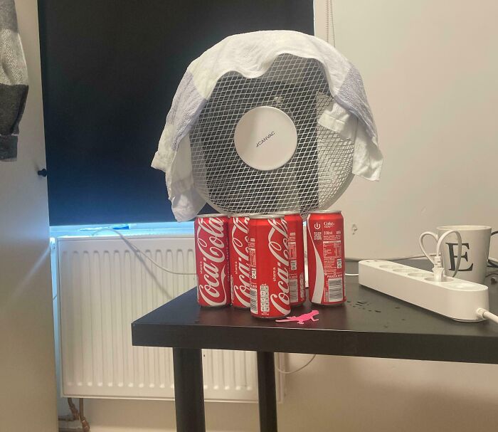 Damp Cloth + Cold Drink + Fan + Open Window = The Coolest Trick Ever