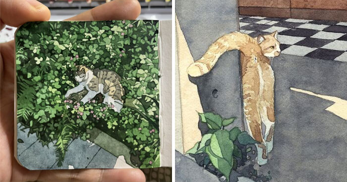 These Watercolor Cats Are So Dreamy You’ll Want To Pet The Paintings