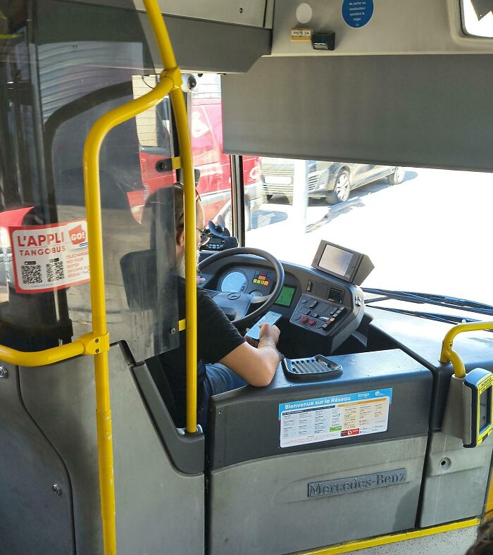 Bus Driver Multitasking on Phone Instead of Driving? Yup!