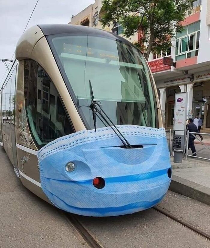 Trams Wearing Masks in Morocco’s Capital