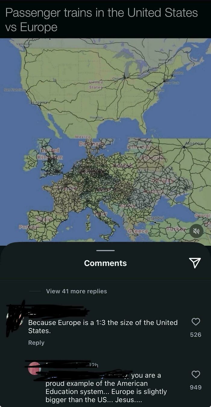 Because Europe Is Only A Third The Size Of The US?