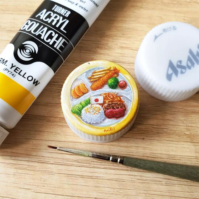 Tiny Food Art on Plastic Bottle Caps? You’ve Gotta See This!