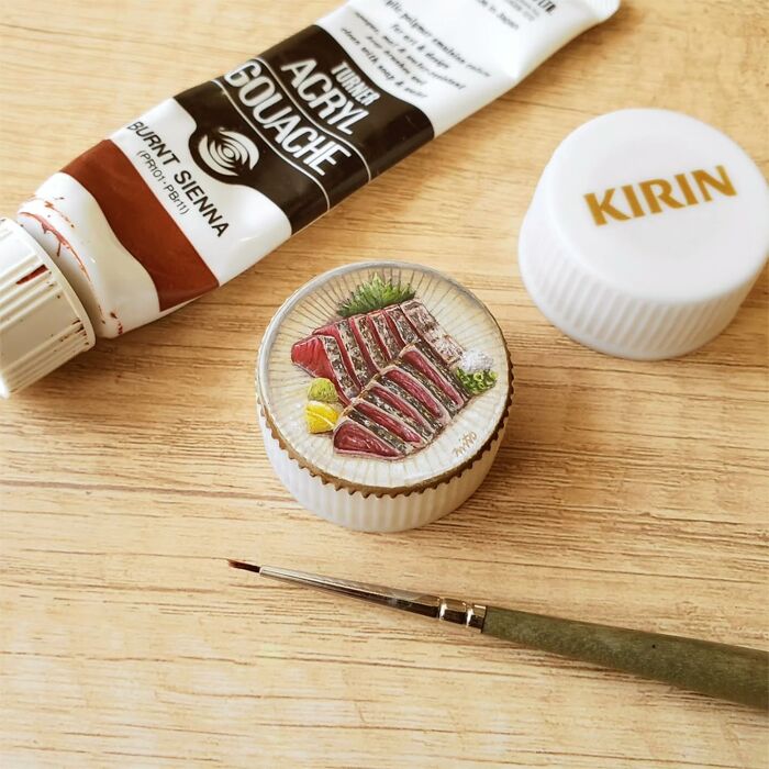 Tiny Food Art on Plastic Bottle Caps? You’ve Gotta See This!